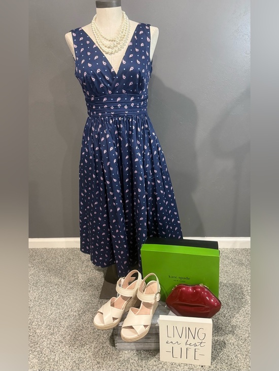 kate spade Dresses & Skirts - kate spade Navy Floral Sleeveless V-Neck Fit-and-Flare Dress